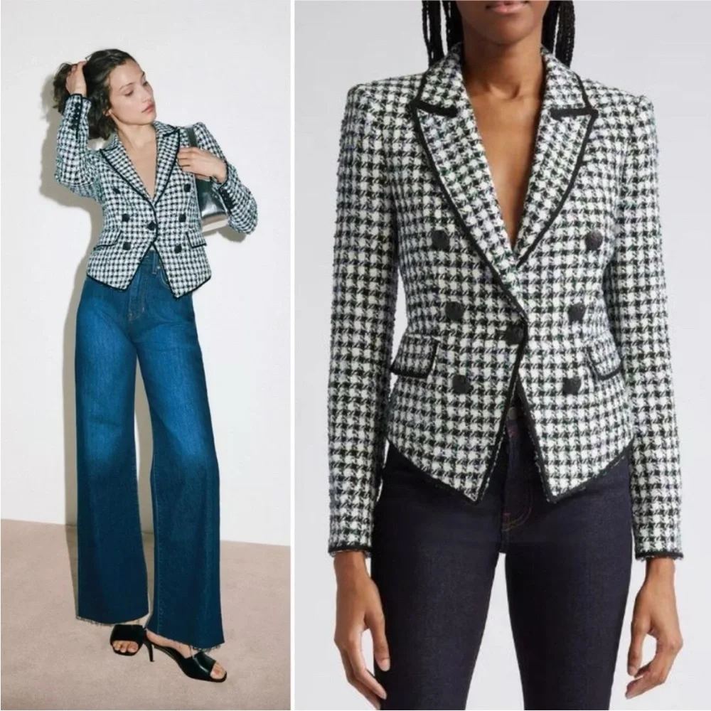 Veronica Beard Diego Double Breasted Dickey Blazer Blue/Pinegrove Multi Tweed